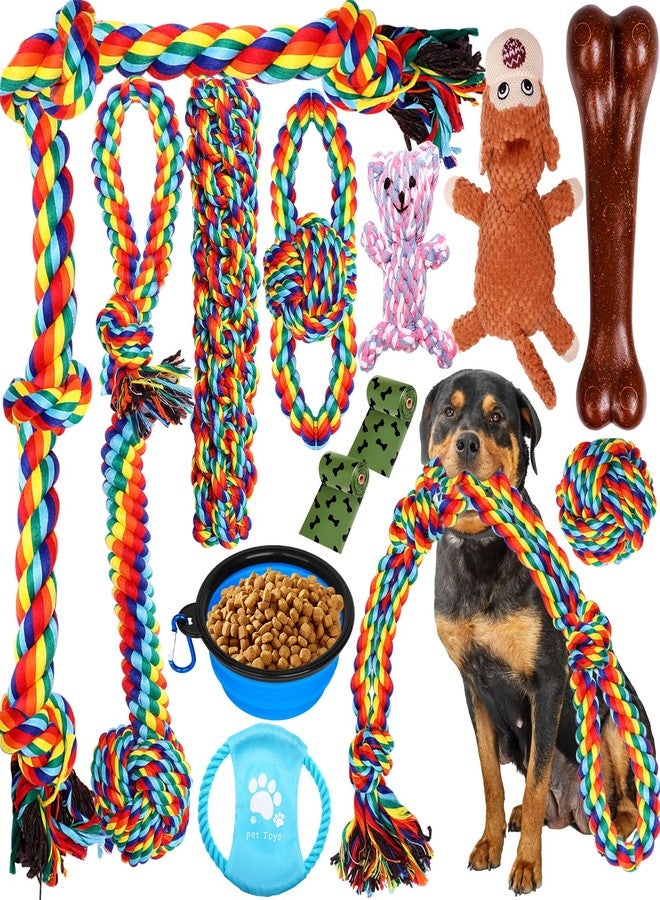 XLMYS Dog Toys for Aggressive Chewers 13 Pack，Indestructible Tug of War Toys for Small, Medium, Large Dog Breeds, Teeth Cleaning Chew Toys Pet Interactive Rope Toys - Image 1